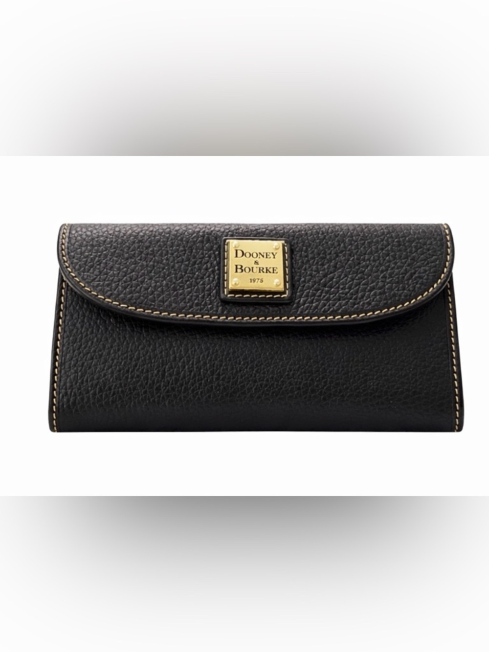 Dooney & Bourke Lucca Wallet Black Pebbled Leather Snap Zip EUC